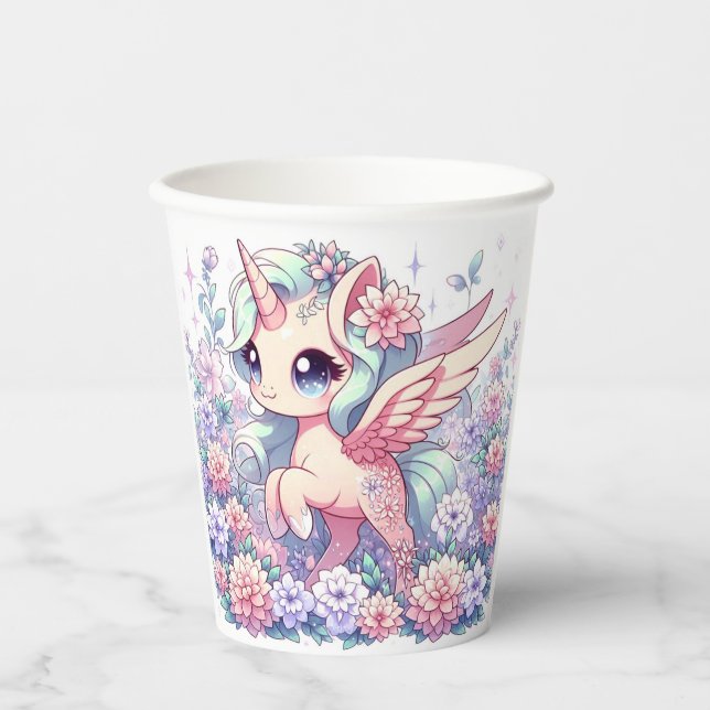 Vasos De Papel Cute Unicorn Baby Shower (Anverso)