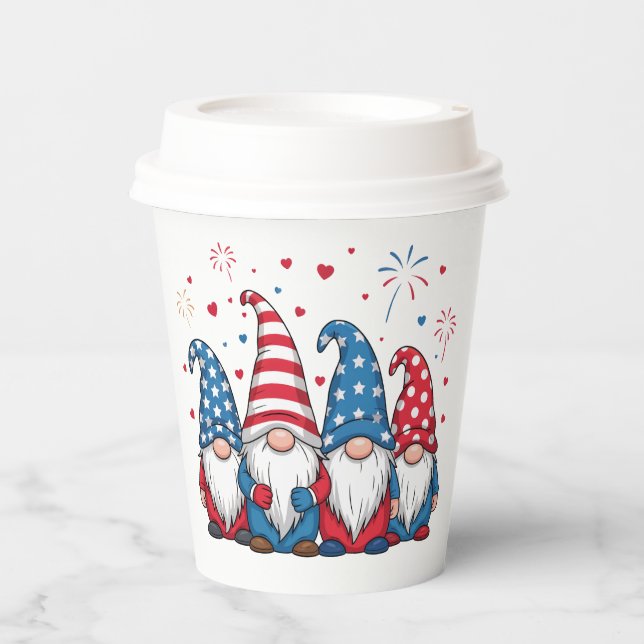Vasos De Papel Cute USA American Gnomes Personalizado-68123 (Anverso)
