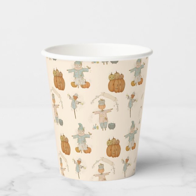 Vasos De Papel Cute Vintage scarecrow halloween bash (Anverso)