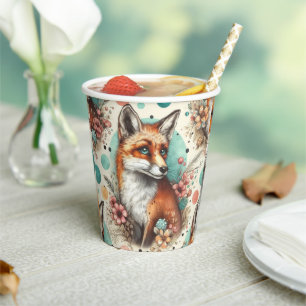 Vasos De Papel Cute Vintage Watercolo Fox Pinting