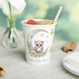Vasos De Papel Cute Watercolor Owl Baby Shower