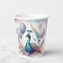 Vasos De Papel Cute Watercolor Peacock Balloons Birthday 