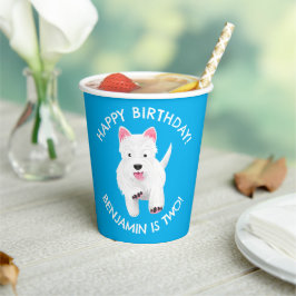 Vasos De Papel Cute west Highland terrier cumpleaños personalizad