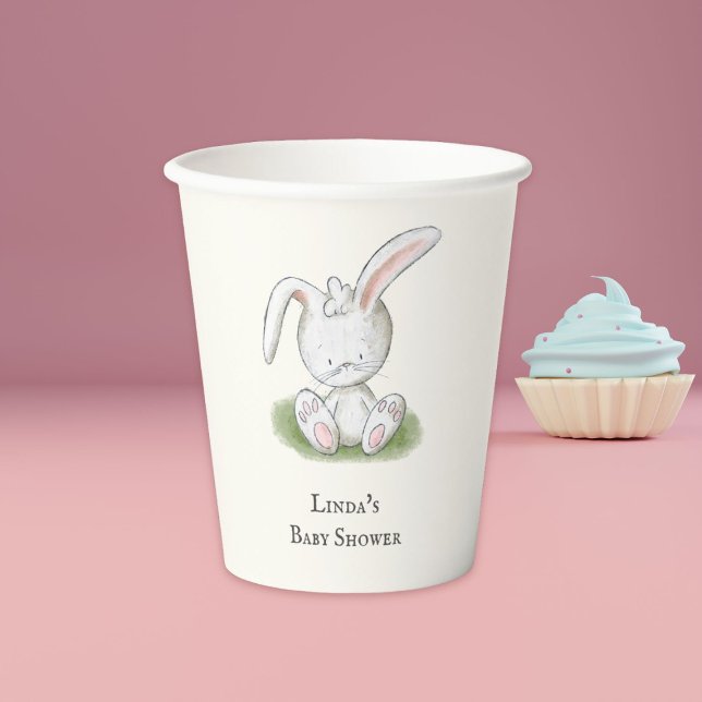 Vasos De Papel Cute Whimsical Bunny Baby Shower (Subido por el creador)