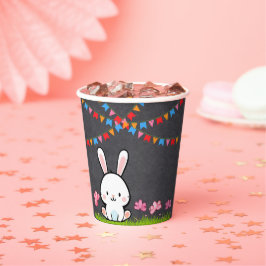 Vasos De Papel Cute White Chalkboard Bunny Baby Shower