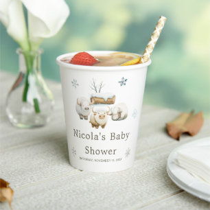 Vasos De Papel Cute Winter Arctic Cow Baby Shower