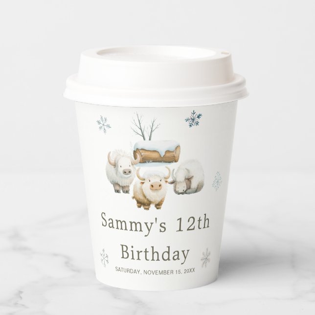 Vasos De Papel Cute Winter Arctic Cow Birday (Anverso)