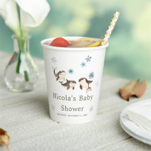 Vasos De Papel Cute Winter Arctic Whale Baby Shower