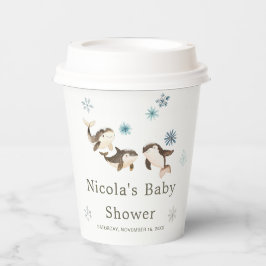 Vasos De Papel Cute Winter Arctic Whale Baby Shower