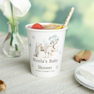Vasos De Papel Cute Winter Arctic Wolf Baby Shower