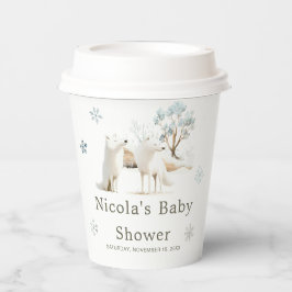 Vasos De Papel Cute Winter Arctic Wolf Baby Shower