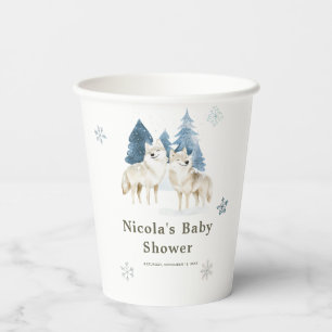 Vasos De Papel Cute Winter Arctic Wolf Baby Shower