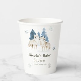 Vasos De Papel Cute Winter Arctic Wolf Baby Shower