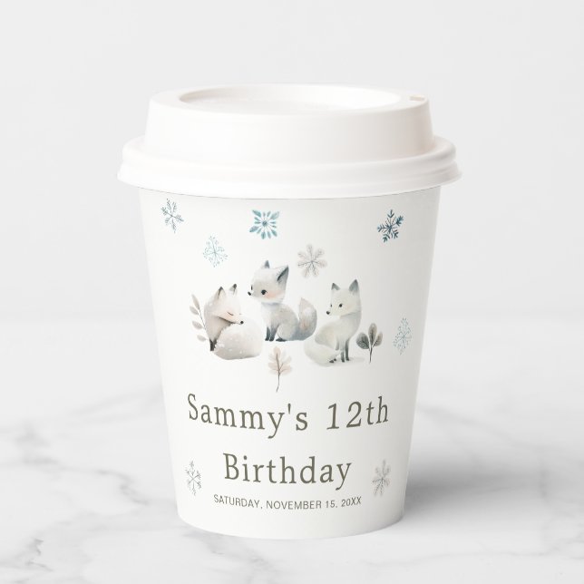 Vasos De Papel Cute Winter Arctic Wolf Birthday Party (Anverso)