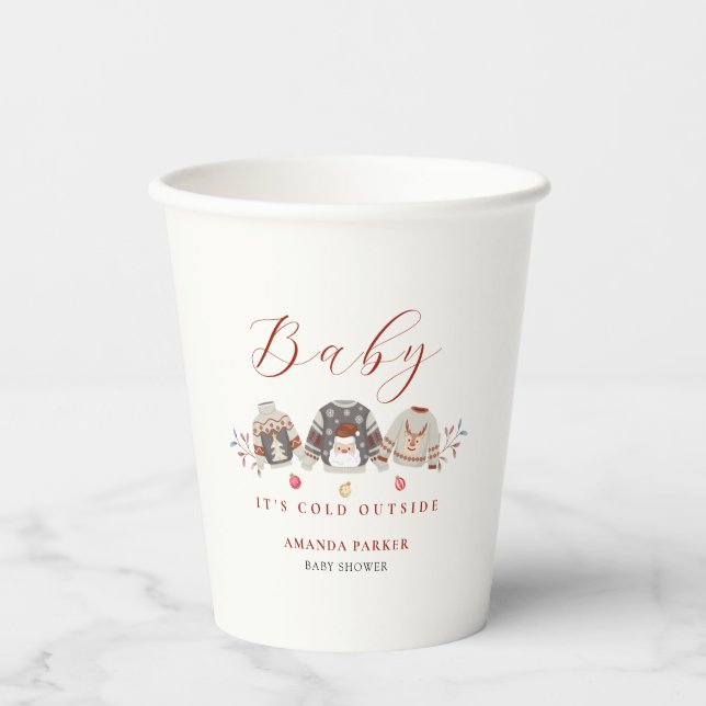 Vasos De Papel Cute Winter Clothes Navidad Baby Shower (Anverso)
