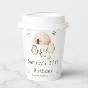 Vasos De Papel Cute Winter Penguins Birday Party