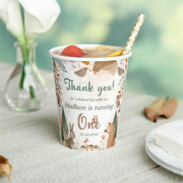 Vasos De Papel Cute Woodland Animals 1er Fiesta de cumpleaños