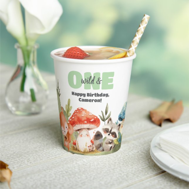 Vasos De Papel Cute Woodland Animals 1st Birthday Party (in situ)