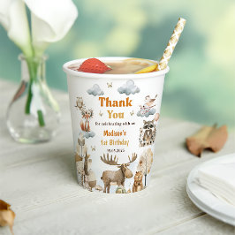Vasos De Papel Cute Woodland Animals 1st Birthday Party Paper Cup