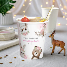 Vasos De Papel Cute Woodland Animals floral Baby Shower