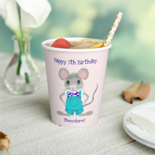 Vasos De Papel Cute y elegante ratoncito personalizado Cumpleaños
