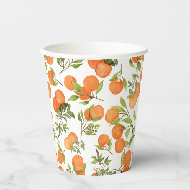 Vasos De Papel Cutie Naranja Pattered (Anverso)