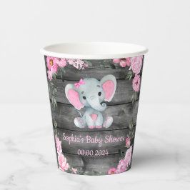 Vasos De Papel Cuto Chica Elephant Floral Baby Shower Cubos de pa