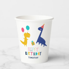 Vasos De Papel Cuto Dinosaurio cumpleaños colorido y caprichoso