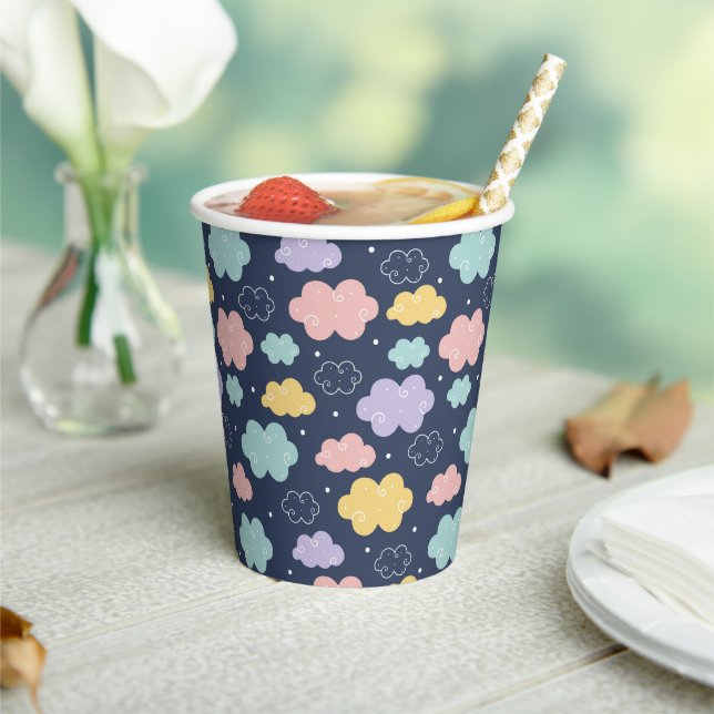 Vasos De Papel Cuto Kawaii Cloud Pattern Cups (in situ)