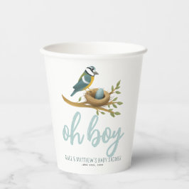 Vasos De Papel Cuto Oh Boy Blue Bird Nest Baby Shower