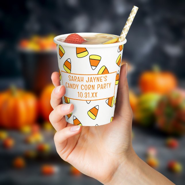 Vasos De Papel Cuto patrón de maíz dulce Halloween Party Cups de  (Hooray for candy corn season! If you're having a Halloween party, these are your paper cups.)