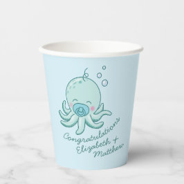 Vasos De Papel Cuto pulpo Baby Shower Kawaii Blue Boy