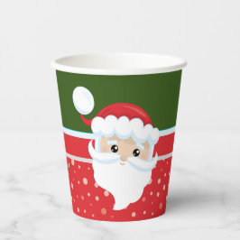 Vasos De Papel Cuto rostro de Santa Claus en los colores tradicio