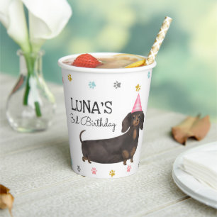 Vasos De Papel Dachshund Dejó A Pawty Dog Birthday Party Paper C