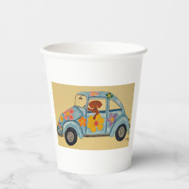 Vasos De Papel Dachshund en coche hippie