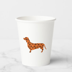 Vasos De Papel Dachshund Pumpkin Bruja Gracioso Halloween