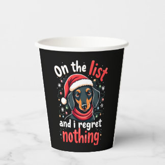 Vasos De Papel Dachshund Santa En La Lista De Traviesos Dachshund