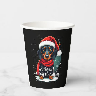 Vasos De Papel Dachshund Santa En La Lista De Traviesos Dachshund
