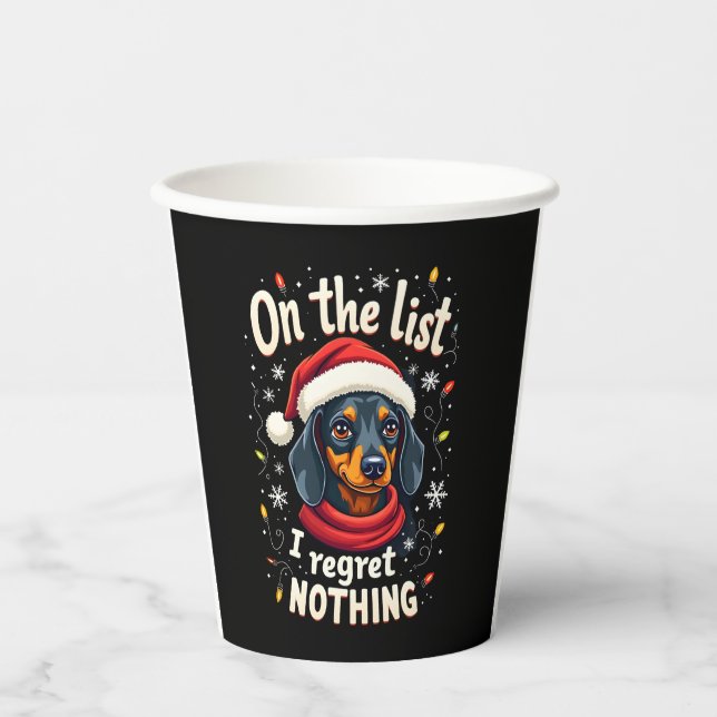 Vasos De Papel Dachshund Santa On The Naughty List Dachshund Chri (Anverso)