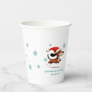 Vasos De Papel Dachshund through the Snow puppy dog Christmas