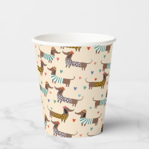 Vasos De Papel Dachshunds divertidos en Gorras y sudorosos