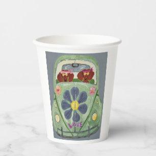 Vasos De Papel Dachshunds en Coche Hippie