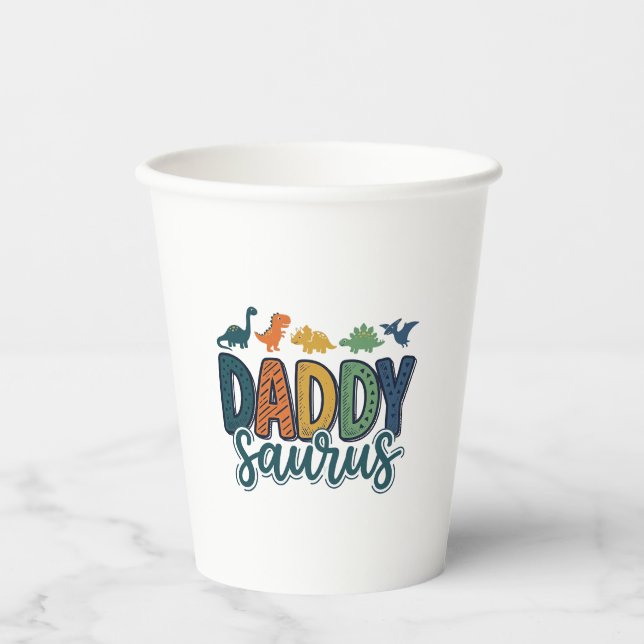 Vasos De Papel Daddy Saurus Diseño de vector de papá dinosaurio l (Anverso)