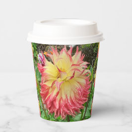 Vasos De Papel Dahlia rosa y amarilla