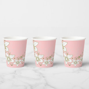 Vasos De Papel Dainty Floral Scroll en rosa