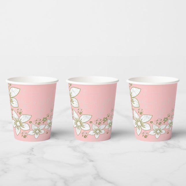 Vasos De Papel Dainty Floral Scroll en rosa (Multi)