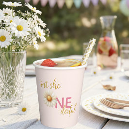 Vasos De Papel Daisy 1st Birthday Isn't She ONEderful Pink Boho