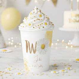 Vasos De Papel Daisy acuarela segundo cumpleaños