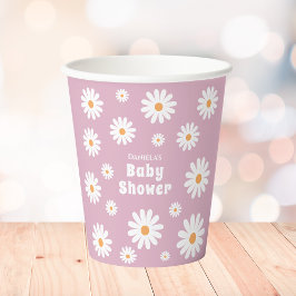 Vasos De Papel Daisy Baby Girl Shower Flor Rosa