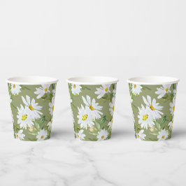 Vasos De Papel Daisy blanco | Florencia floral de verano en Baby 